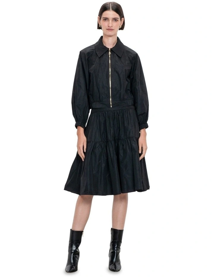 Light Taffeta Bomber Jacket in Black