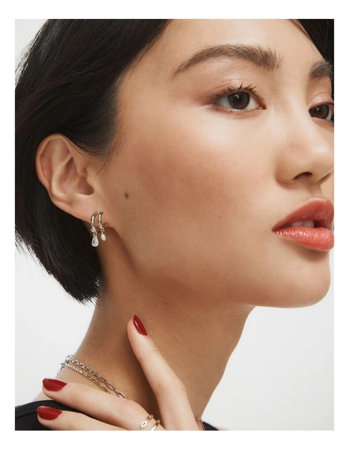 Emerge Double Hoop Earrings in Silver