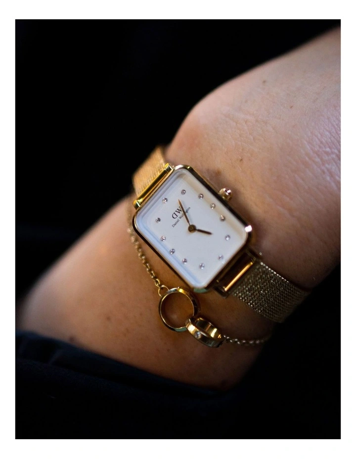 Quadro Pressed Evergold Lumine Stainless Steel Watch in Gold