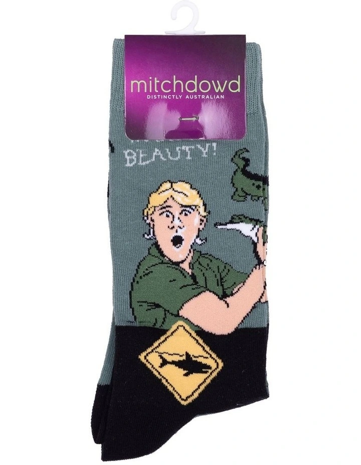 Croc Hunter Cotton Crew Socks in Sage Green