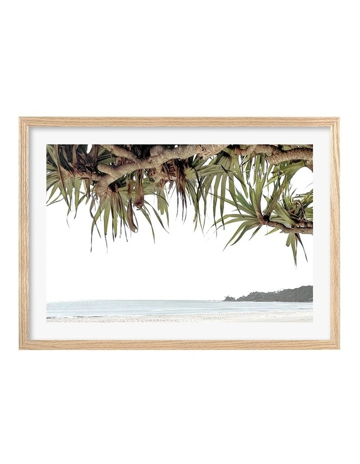 Australian Made Byron Beach View Art Print A3 in Natural Frame