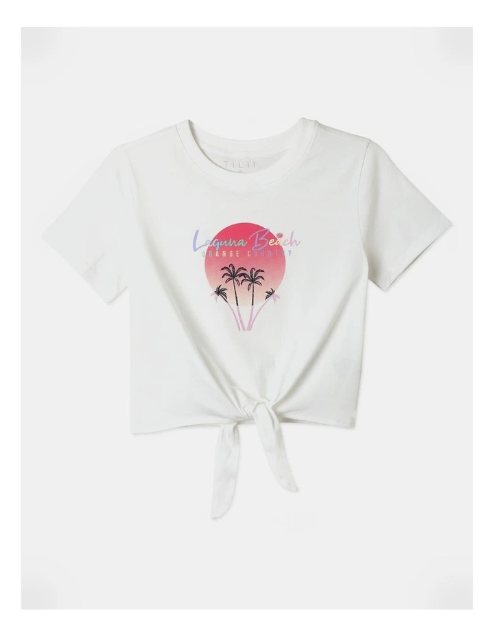Essentials Tie Front Tee in White