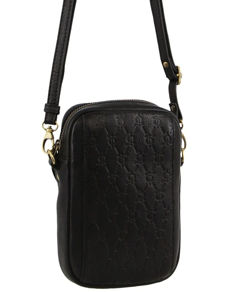Leather Textured Design Phone Bag in Black
