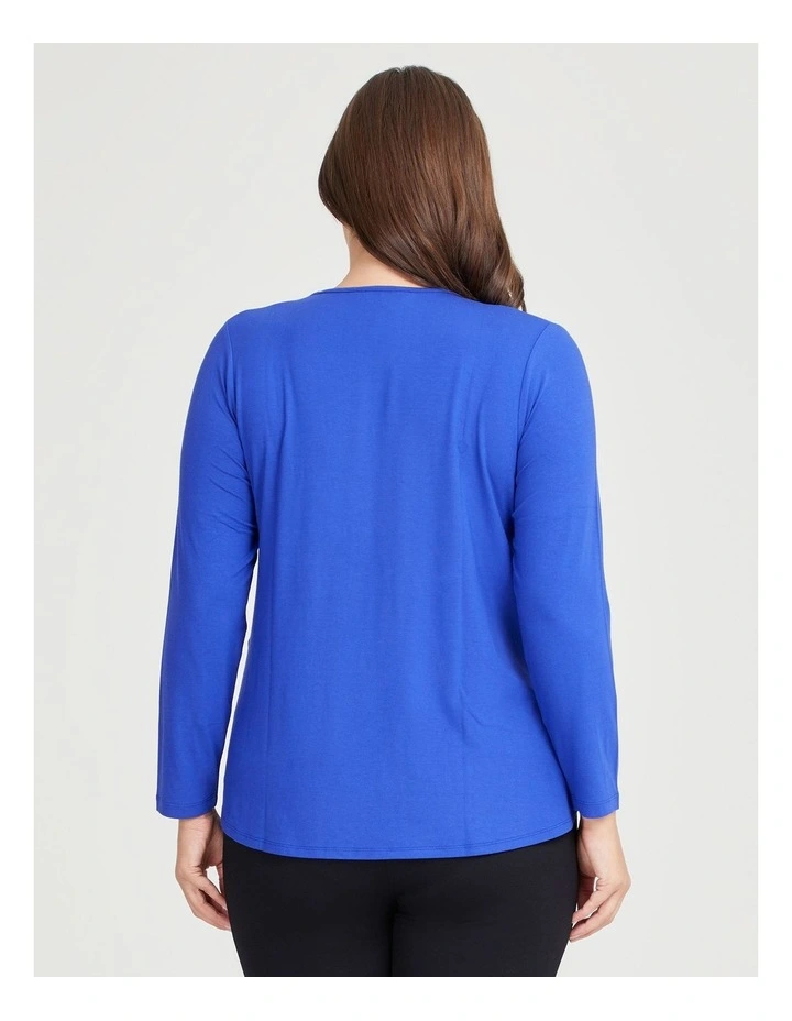 Natural Everyday V-Neck Long Sleeve Top in Electric Blue