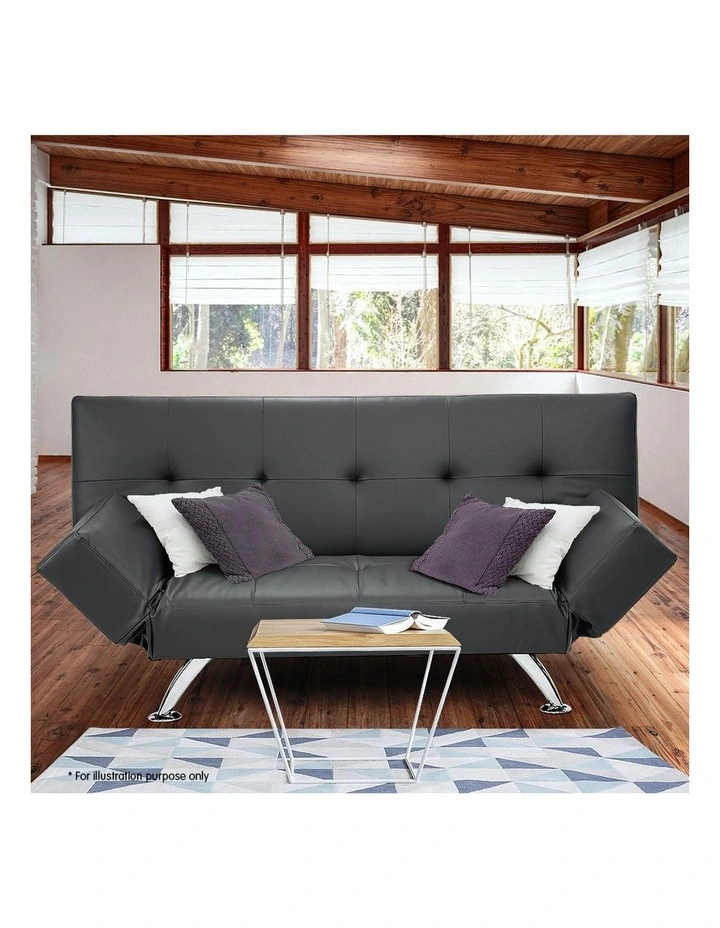 Sarantino Sofa Bed Lounge Faux Leather Couch Futon Furniture Adjustable Suite Grey
