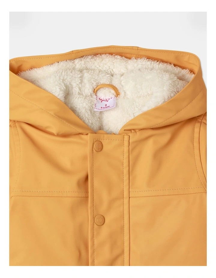 Sherpa Lined Rain Coat in Mustard