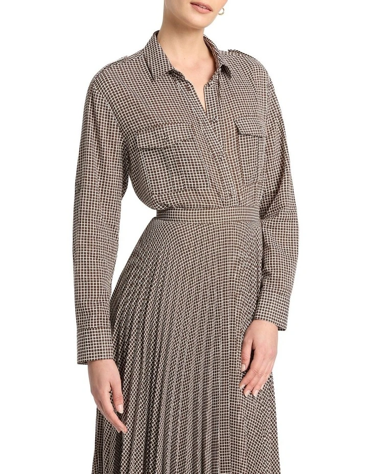 Izmir Check Utility Shirt in Mocha