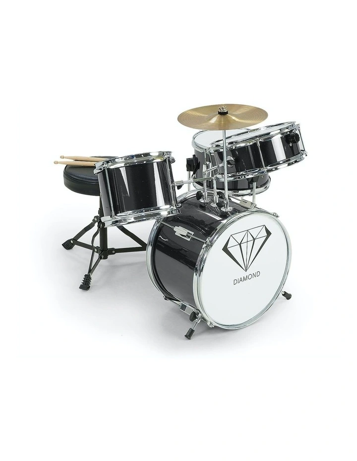 Childrens 4 Piece Black Diamond Drum Kit Set Musical Instrument Black