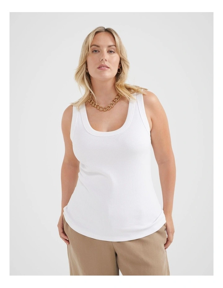 The Cotton Rib Tank In White