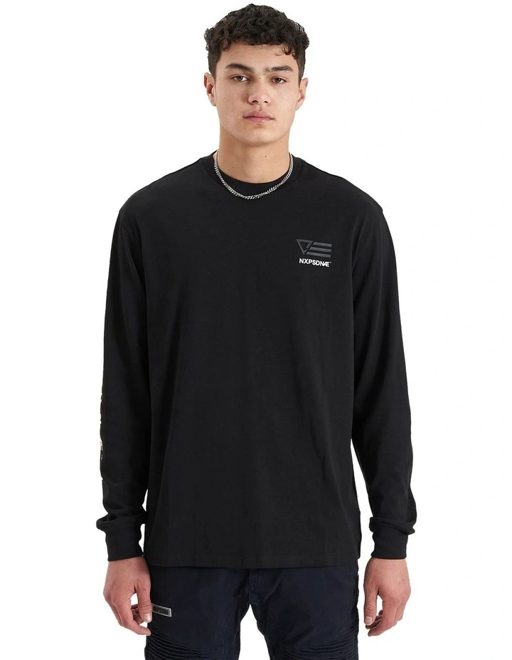 Parti Heavy Relaxed Long Sleeve Tee in Black