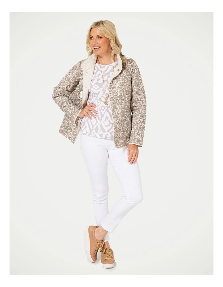 Animal Accent Reversible Jacket in Taupe