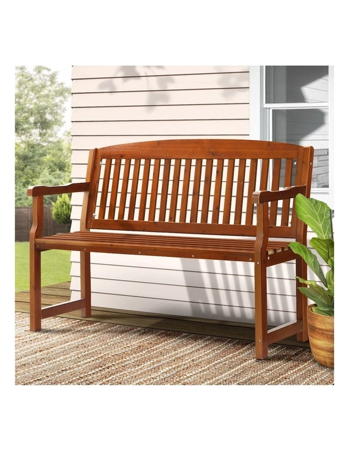 2 Seater Garden Wooden Bench in Brown