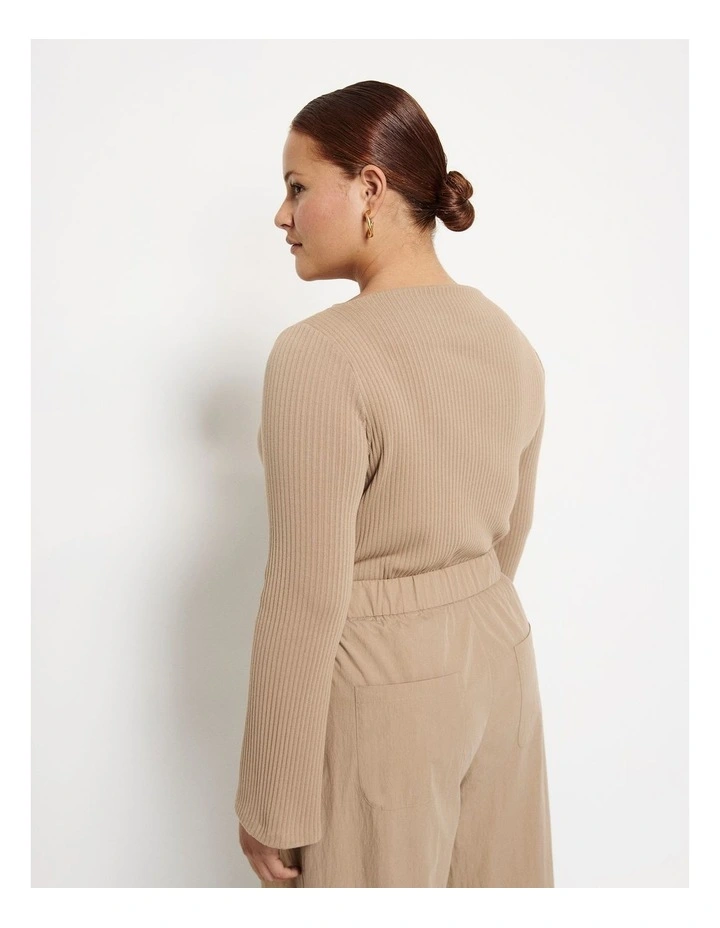 Long Sleeve Rib Top in Camel