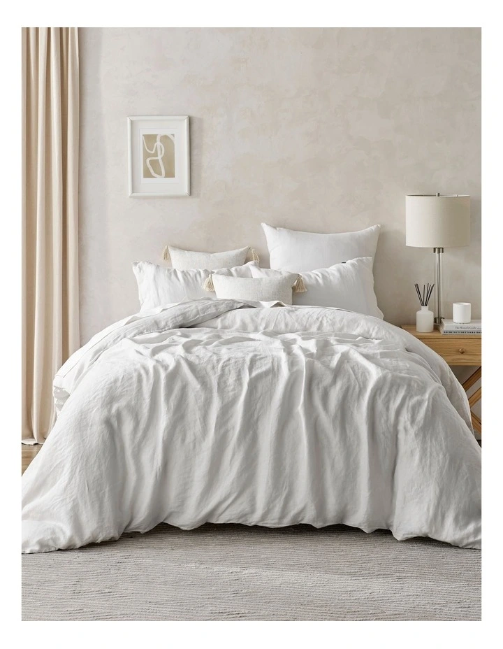 European Flax Linen Quilt Cover Set in Dove Grey