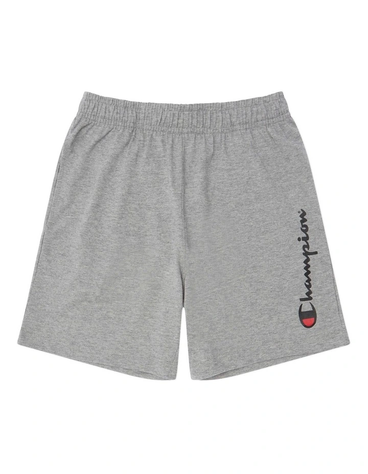 Script Jersey Shorts in Grey Marle