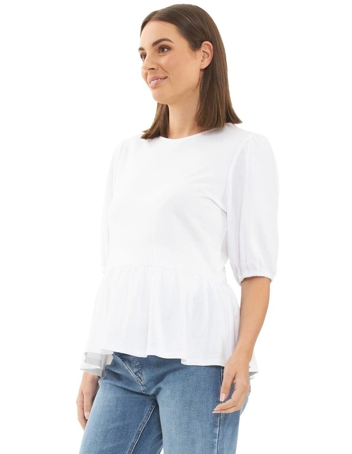 Nadia Peplum Top in White