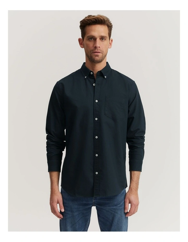 Regular Fit Organically Grown Cotton Oxford Shirt in Navy