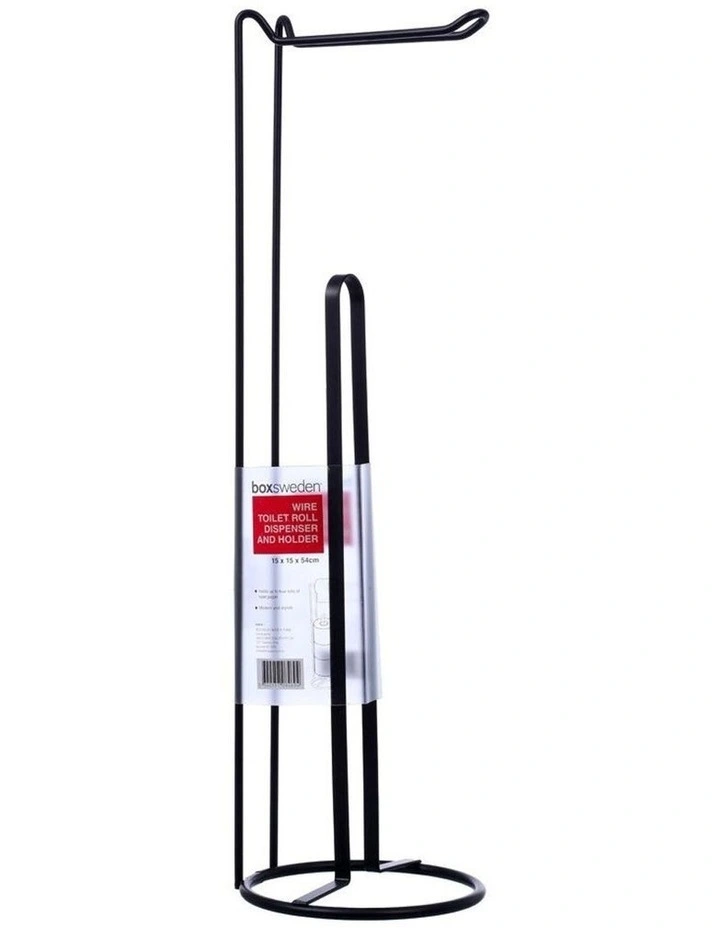 54cm Wire Toilet/Tissue Roll Dispenser Stand Holder Organiser Black