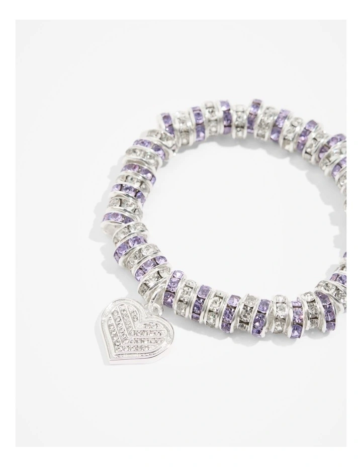 Crystal Charm Bracelet in Lilac