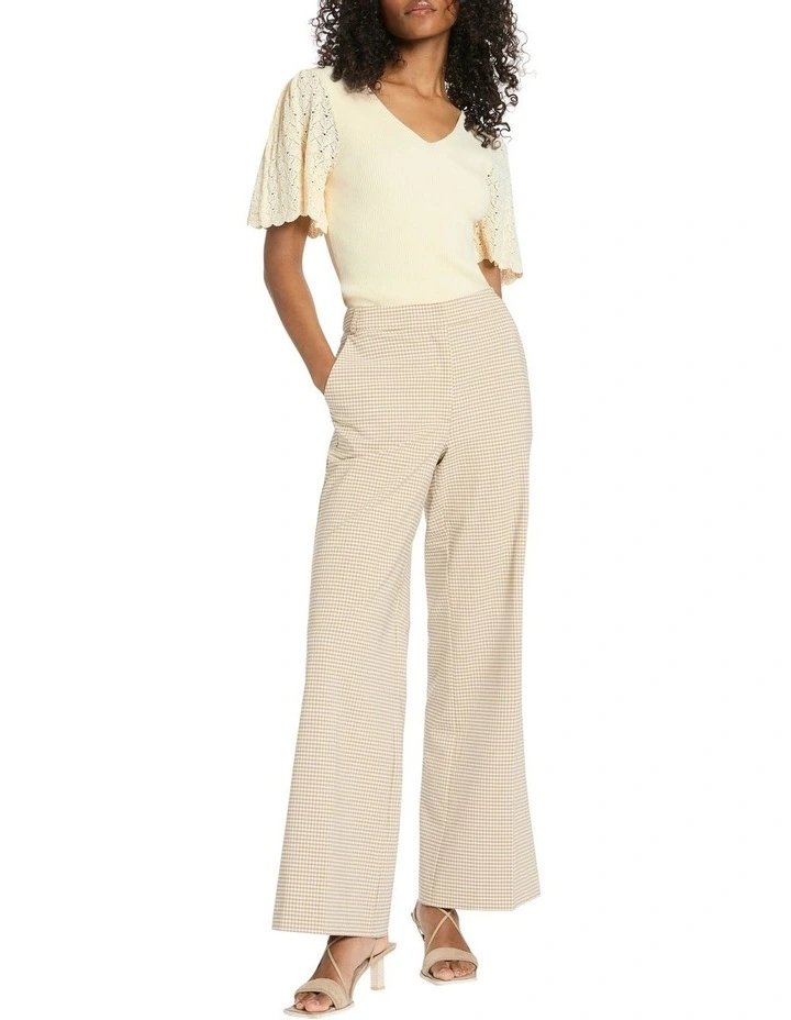 In Your Eyes Wide Leg Pant in Beige/White