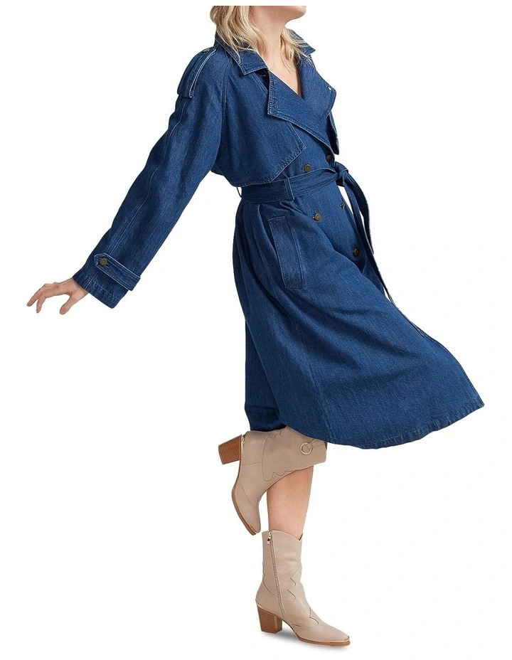 Wild Skies Denim Trench in Blue