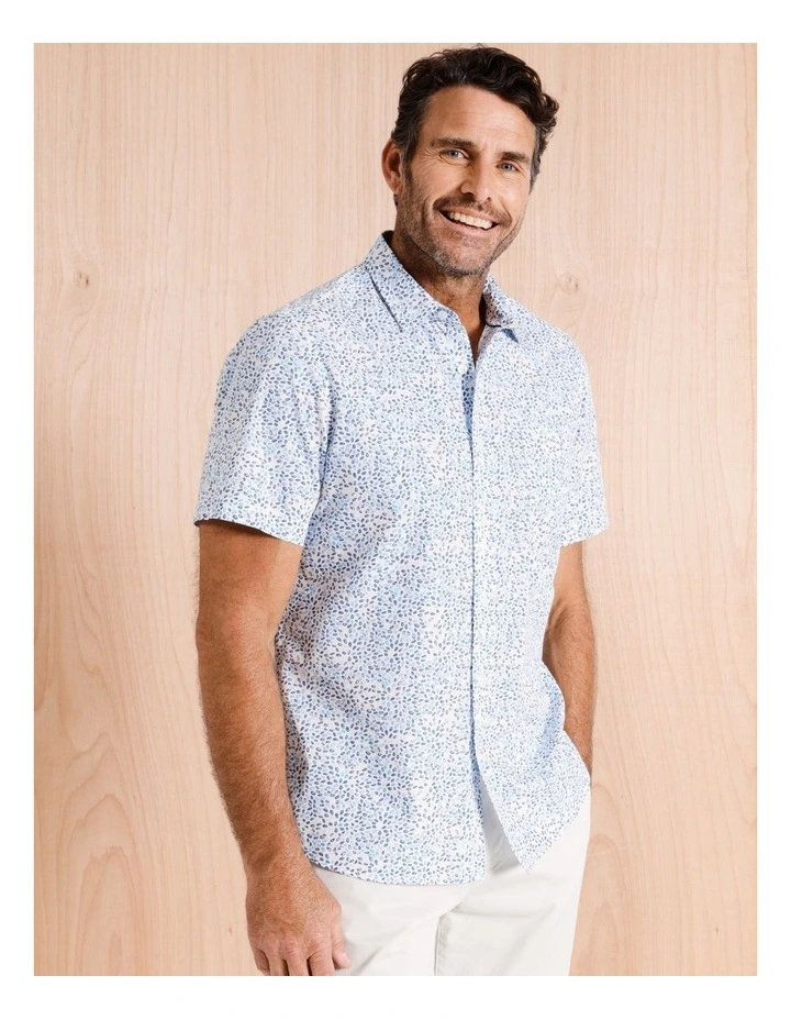 Currumbin Short Sleeve Print Shirt in White