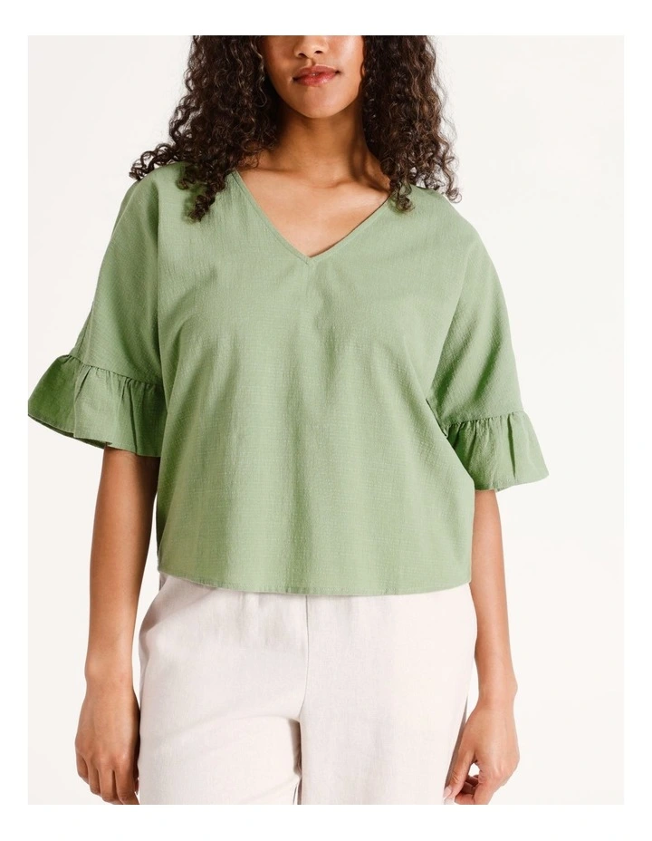 balie 2/4 Frill Top in Basil