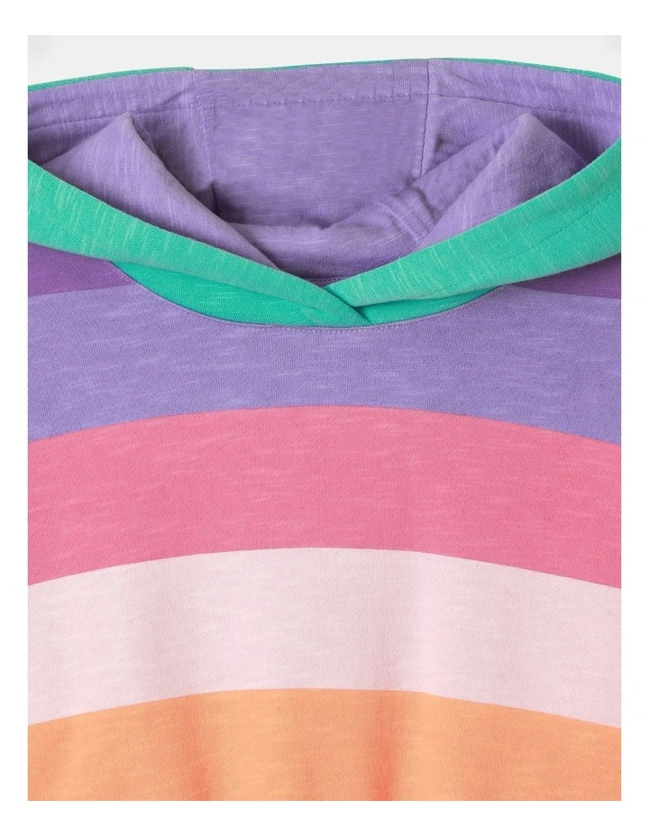 Cropped Fleece Hoodie in Rainbow