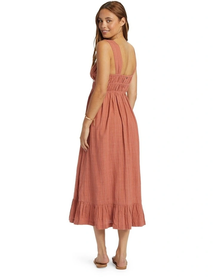 Paradise Winds Midi Dress in Cedar Wood