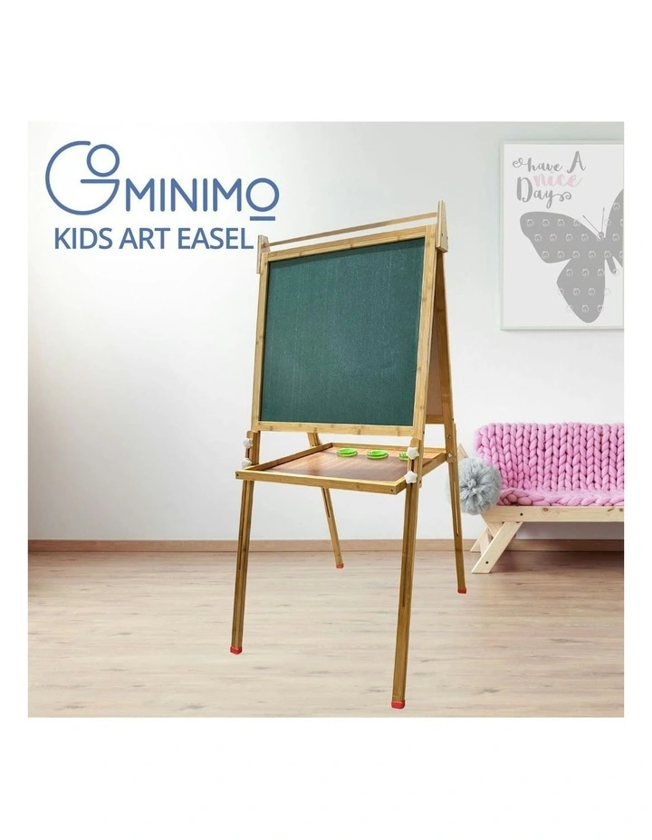 Bamboo Dual-Sided Art Easel with Painting and Drawing Accessories
