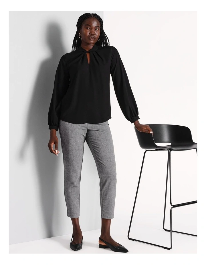 Recycled Polyester Blend Mixed Media Long Sleeve Tee In Black
