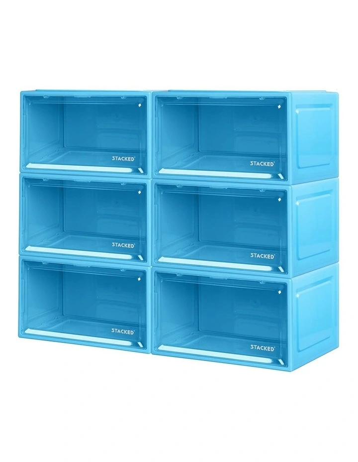 Magnetic Stackable Shoe Storage Box 6x in Blue