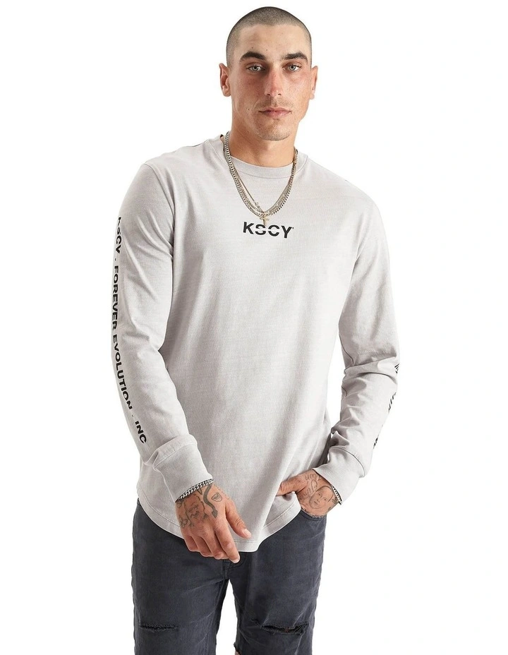 Irvine Dual Curved Long Sleeve Tee in Grey