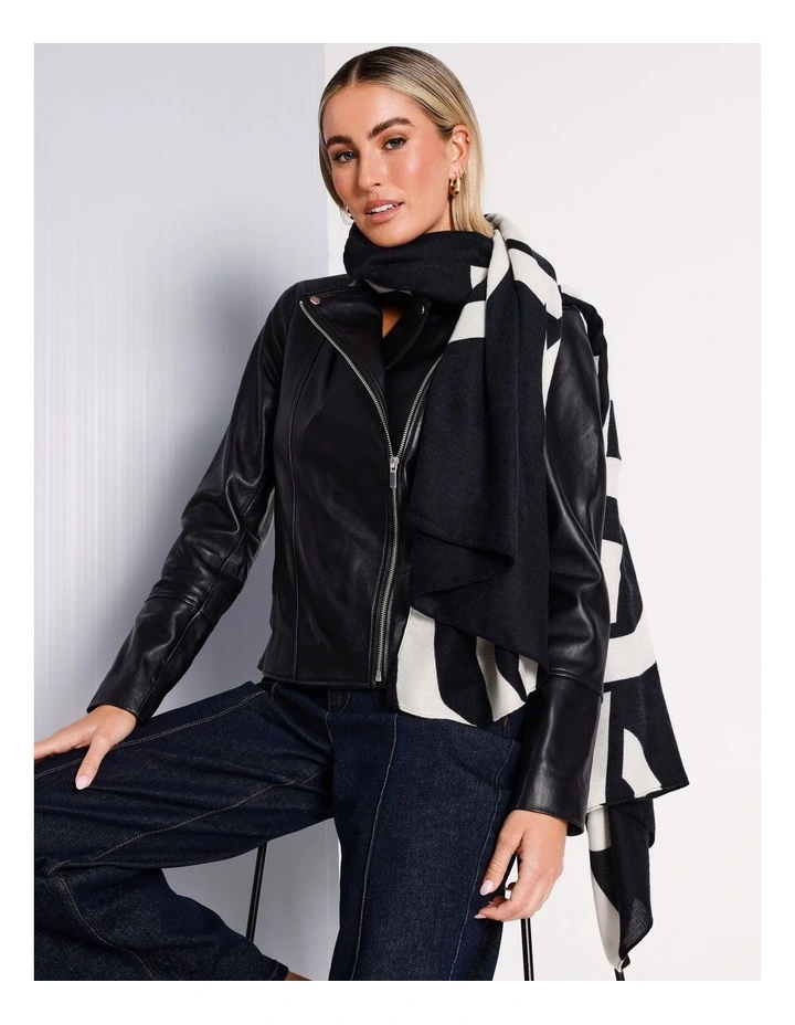 Monogram Scarf in Black/White