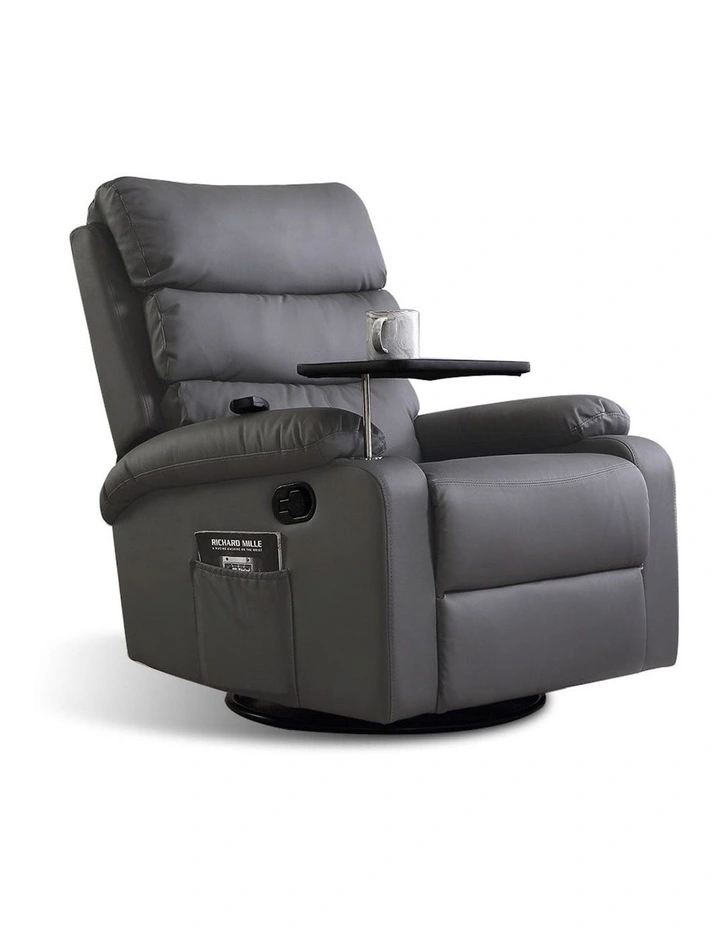 Massage Recliner Heated Lounge Sofa Armchair 360 Swivel in Grey