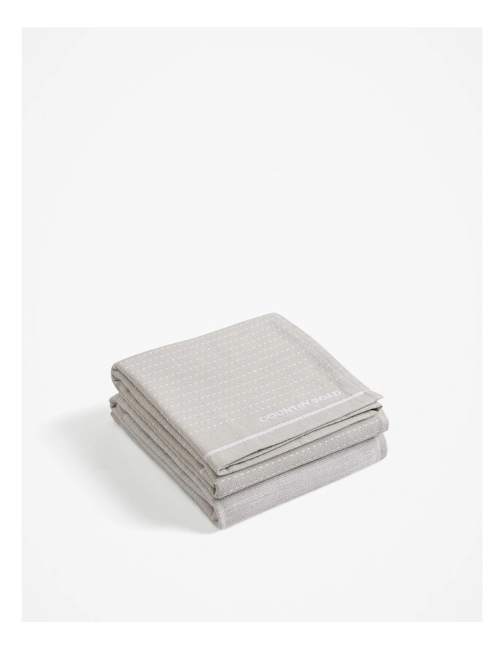 Issi Australian Cotton Tea Towel Pack of 2 in Pale Grey