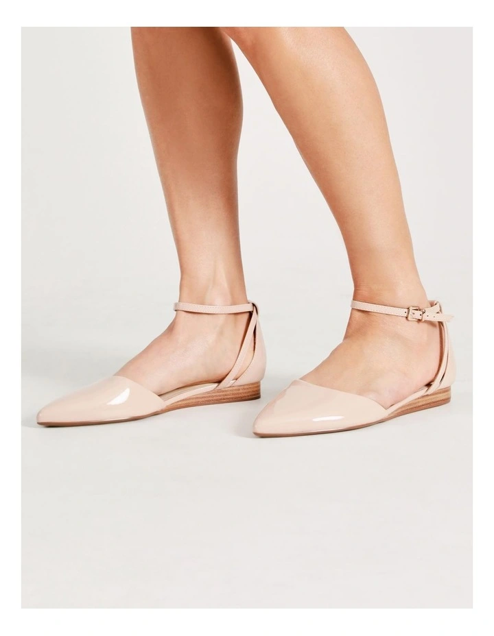 Kendall Patent Flat Shoes in Nude