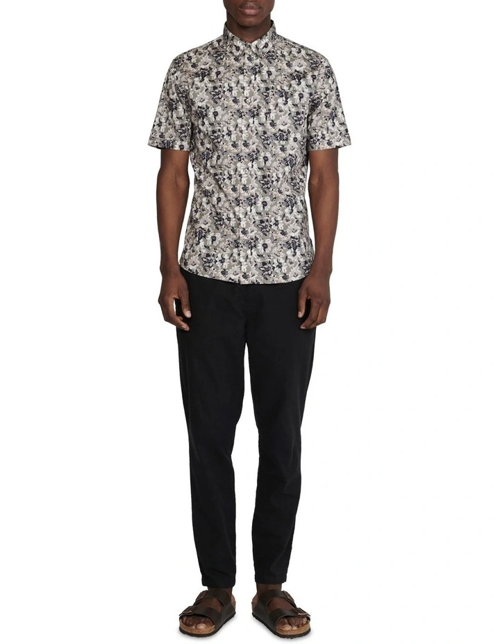 Trostol Floral Short Sleeve Shirt in Walnut