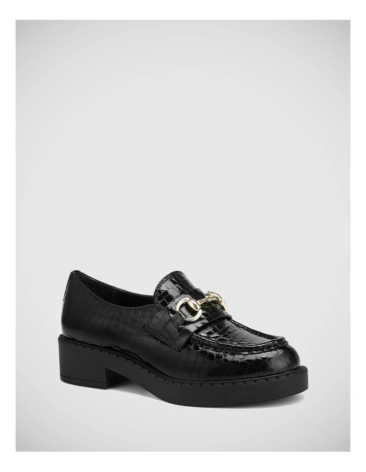 Carsen Croc Patent Leather Loafer in Black