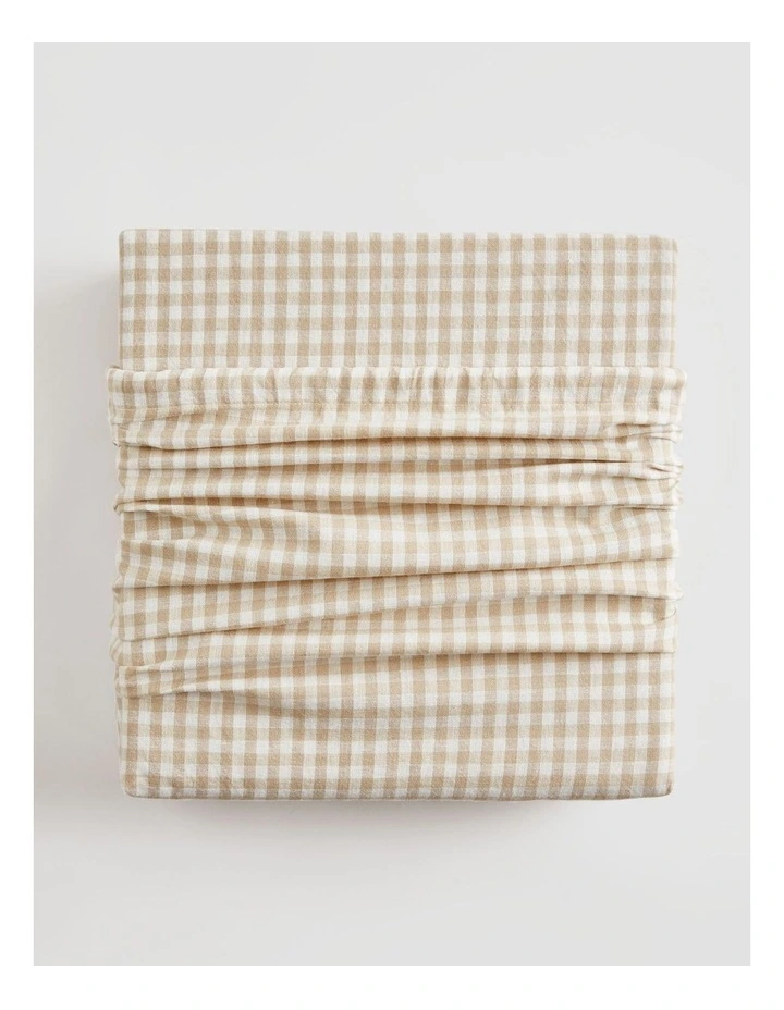 Noni Gingham King Quilt Cover in Natural