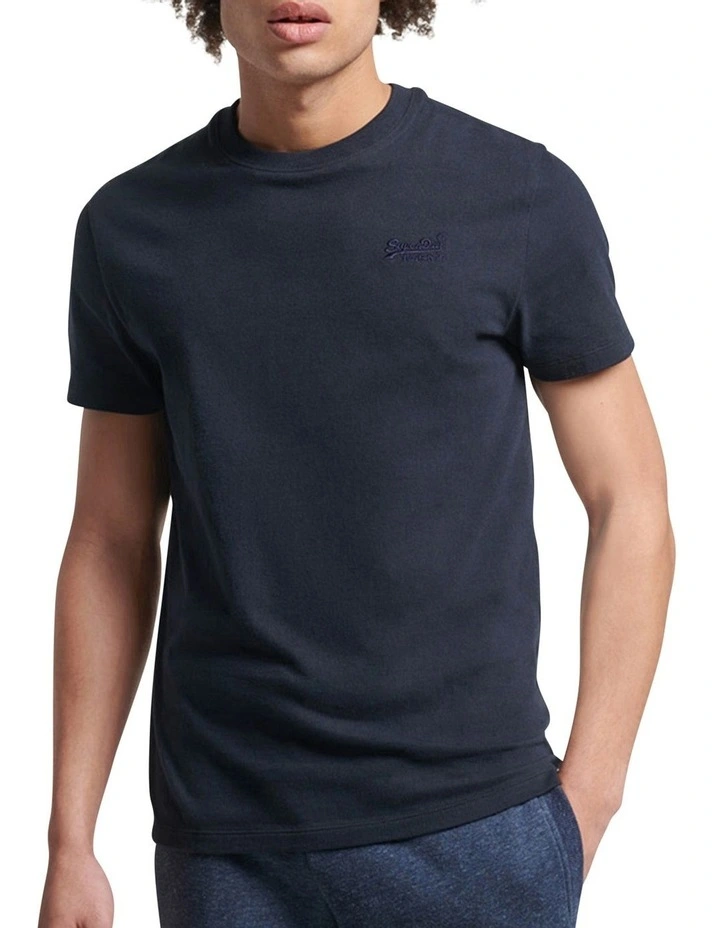 Vintage Logo Embroidery Crew T-shirt in Navy