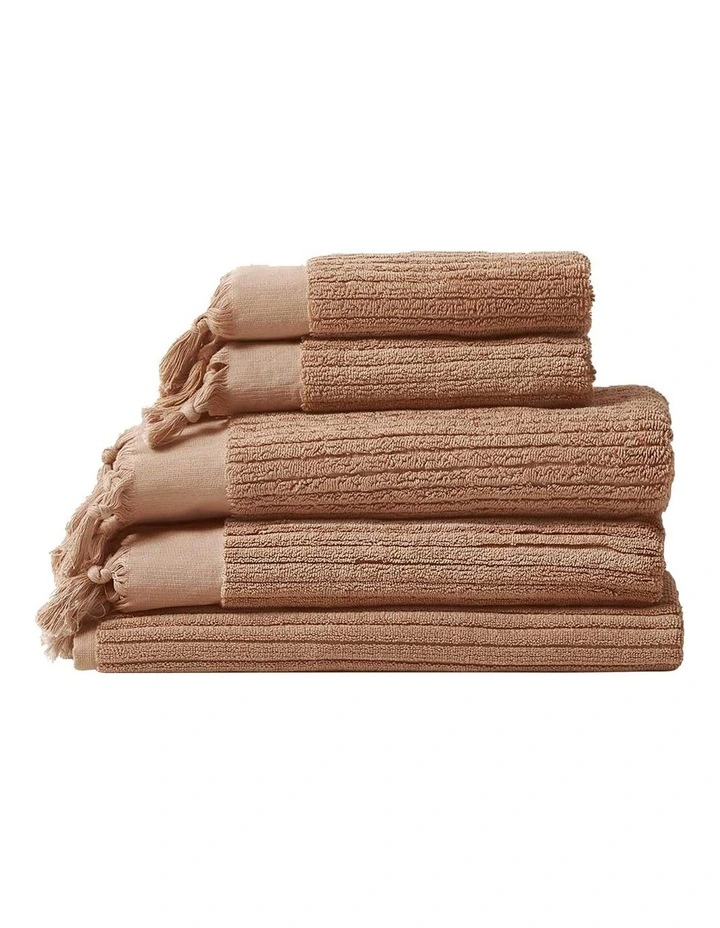 Paros Rib Bath Towel Set in Clay