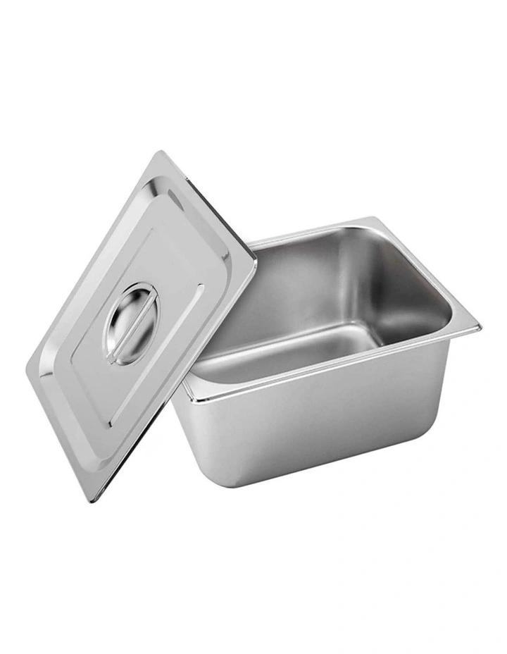 Gastronorm Pan Full Size 1/2 Tray With Lid 20cm in Silver
