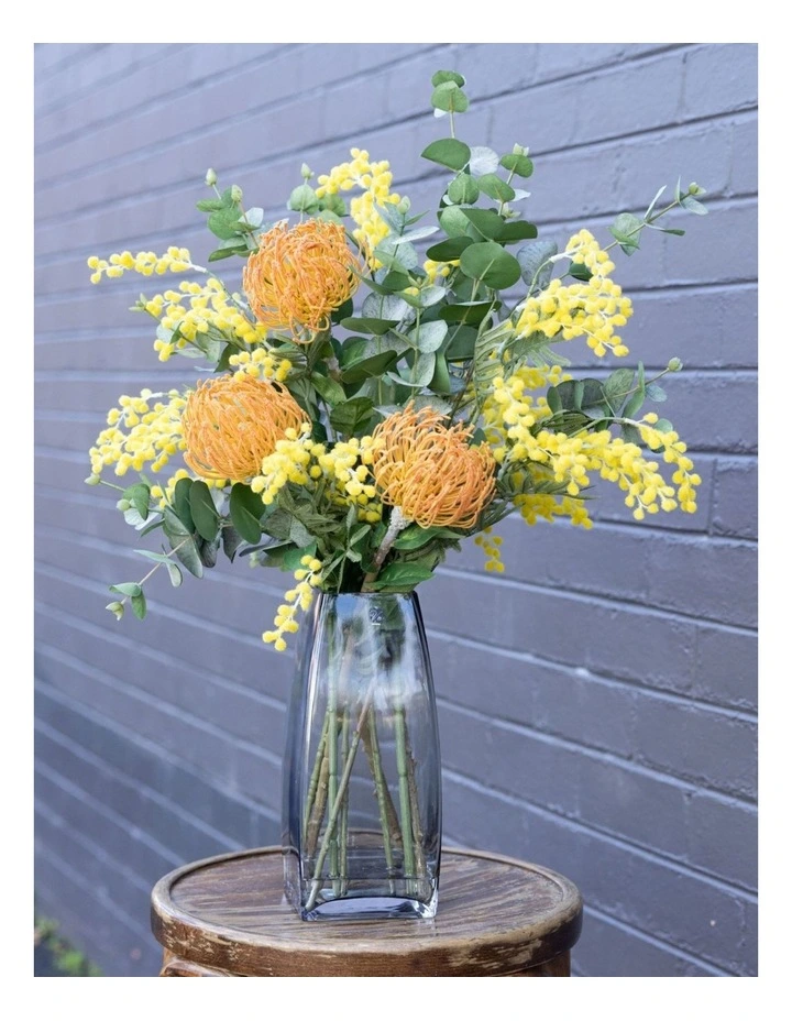 Leucospermum and Mimosa Arrangement Artificial Flowers Decor Plant 72cm in Multi