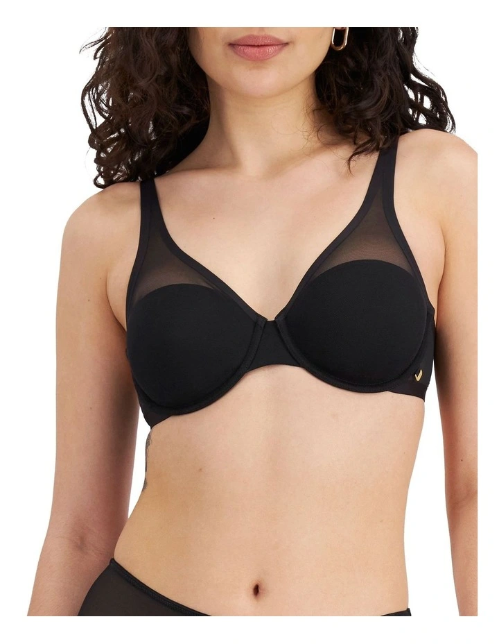 Lightly Lined Scoop Bra in Black