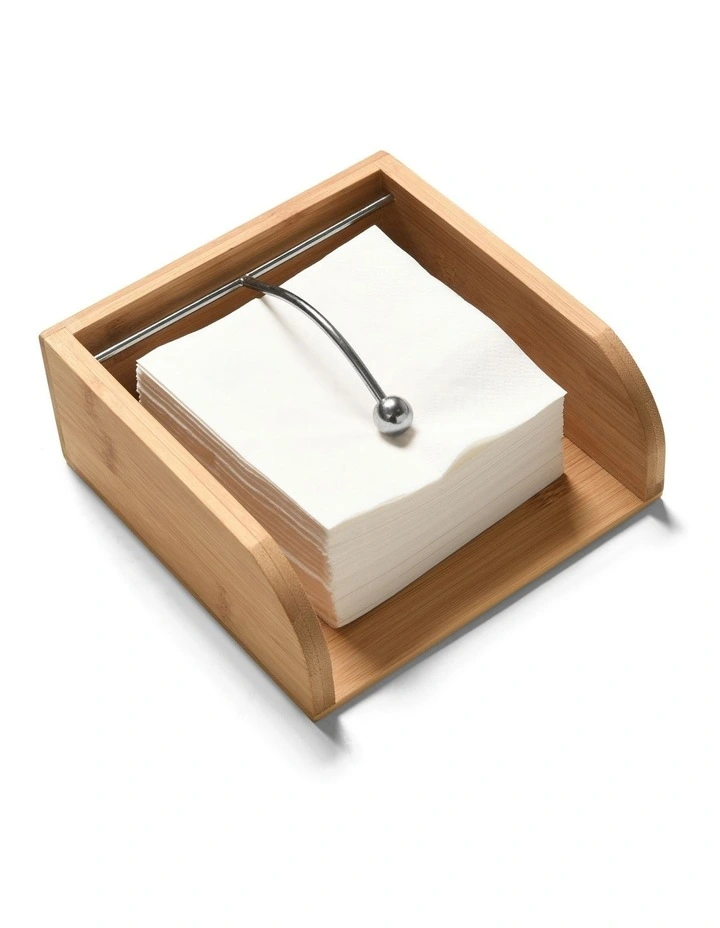 Natural Bamboo Napkin Holder 17x17x7cm in Light Brown