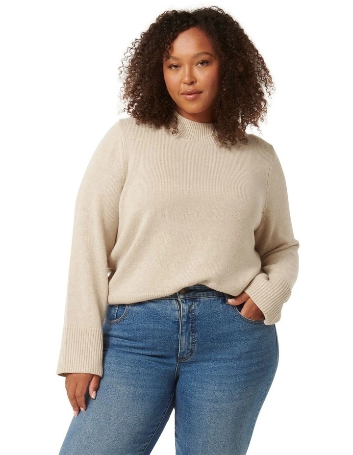 Poppy Stand Neck Jumper in Cream