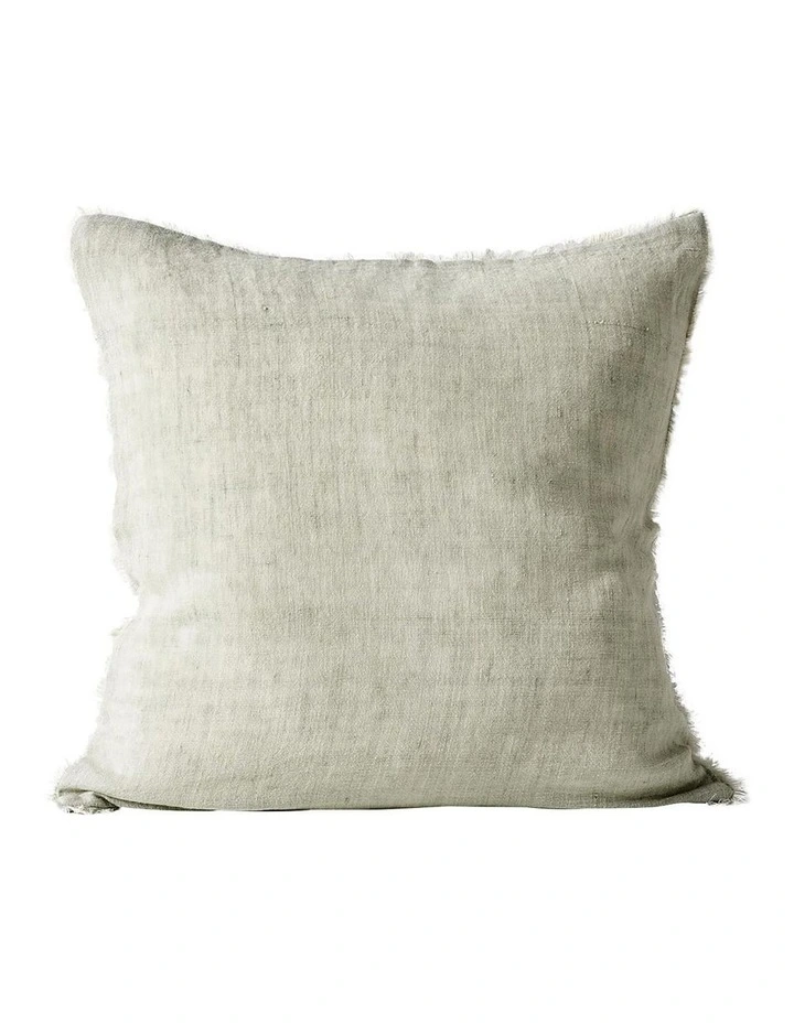 Vintage Linen Fringe Cushion in Fennel
