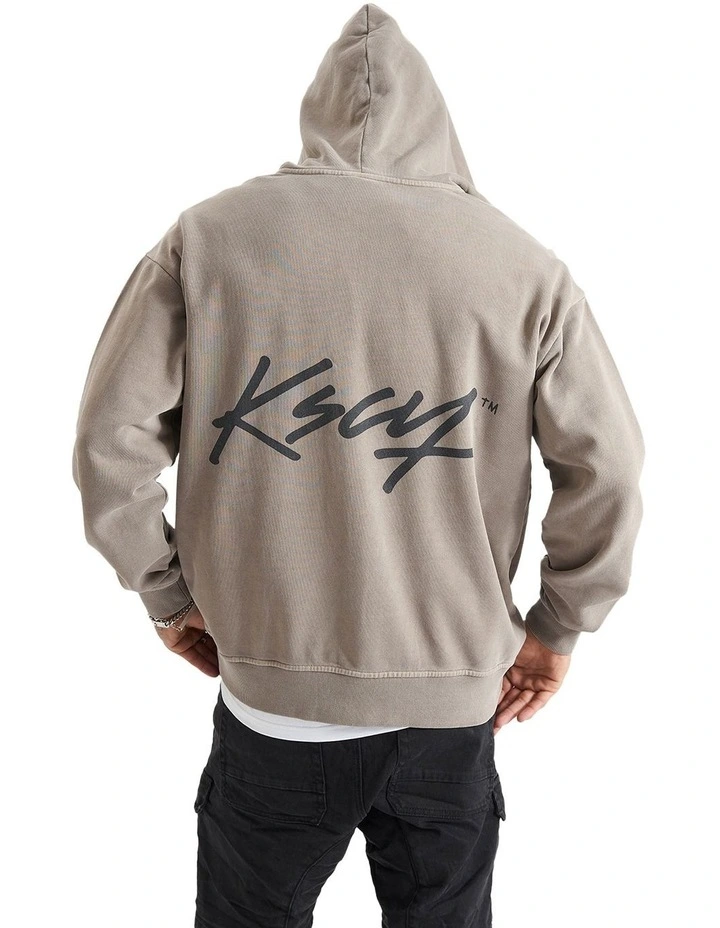 Hedda Relaxed Hooded Zip Sweater in Pigment Driftwood