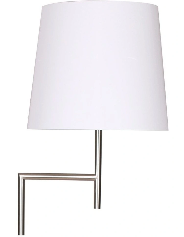 Metal Floor Lamp with Cream Linen Fabric Shade Nickel Finish